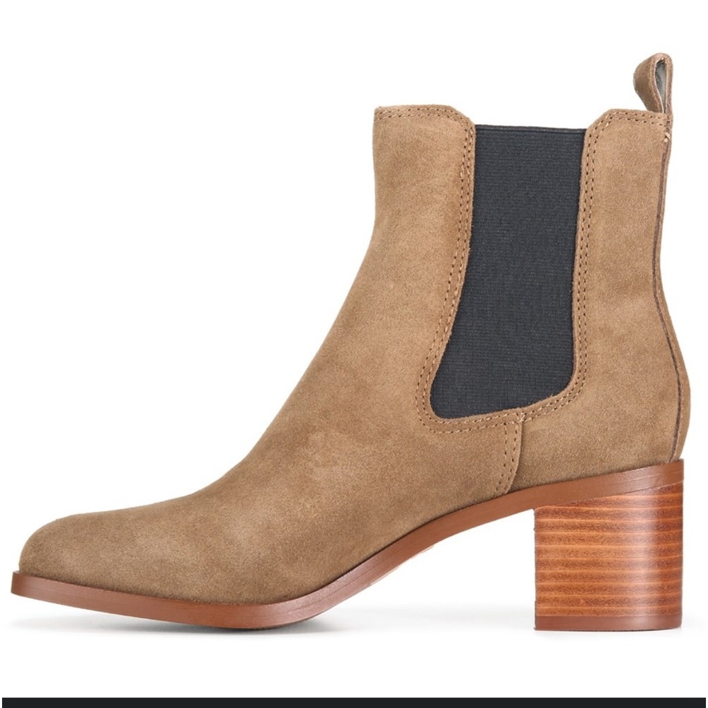 Steve Madden Rhiannon Block Heel Leather Ankle Boot Cognac Suede sz 6